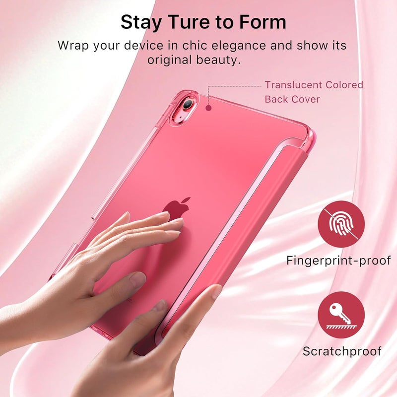 MoKo for iPad (A16) 11th Generation Case 11 Inch 2025, iPad 10th Gen Case 10.9 Inch 2022 with Pencil Holder, Slim Light Trifold Protective Cover with Hard PC Translucent Back Shell, Watermelon Pink - Image 5